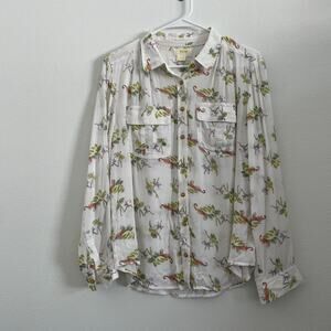Anthropologie Maeve Button Down Shirt Women 8 Tiger Novelty Casual Coastal